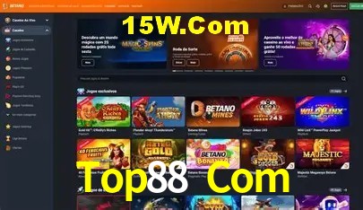 Interface moderna da plataforma Top88 Com